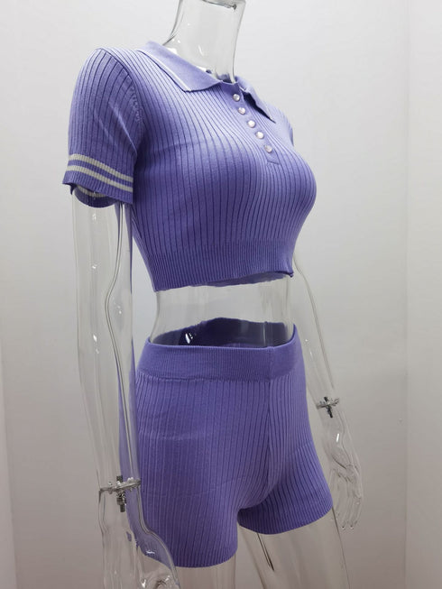 Plus Size Women's Sweaters Shorts Two Piece Outfits