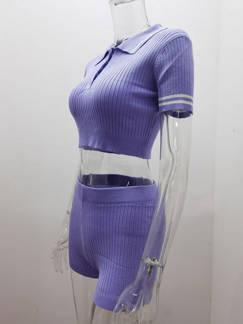 Plus Size Women's Sweaters Shorts Two Piece Outfits