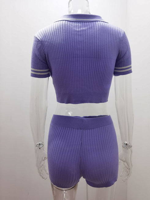 Plus Size Women's Sweaters Shorts Two Piece Outfits