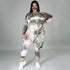 Plus Size Women's Tie-dye Print Two Piece Outfits