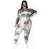 Plus Size Women's Tie-dye Print Two Piece Outfits