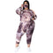 Plus Size Women's Tie-dye Print Two Piece Outfits