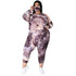 Plus Size Women's Tie-dye Print Two Piece Outfits