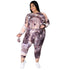 Plus Size Women's Tie-dye Print Two Piece Outfits
