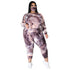 Plus Size Women's Tie-dye Print Two Piece Outfits