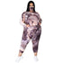 Plus Size Women's Tie-dye Print Two Piece Outfits