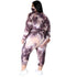 Plus Size Women's Tie-dye Print Two Piece Outfits