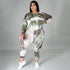 Plus Size Women's Tie-dye Print Two Piece Outfits