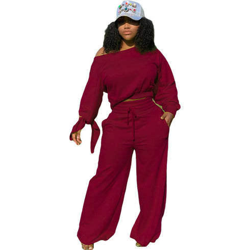 Plus Size Women's Tops Puffy trousers Two Piece Outfits