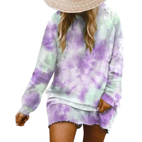 Plus Size Women's Tunics Individuality Tie-dye Printed Tops