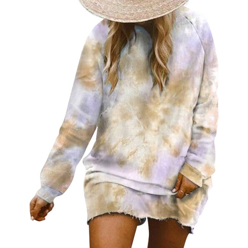 Plus Size Women's Tunics Individuality Tie-dye Printed Tops