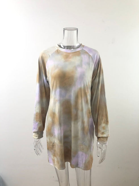 Plus Size Women's Tunics Individuality Tie-dye Printed Tops