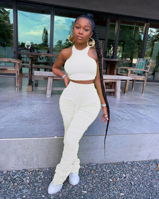 Plus Size Women's Two Piece Outfits Tank Top Trouser Suit