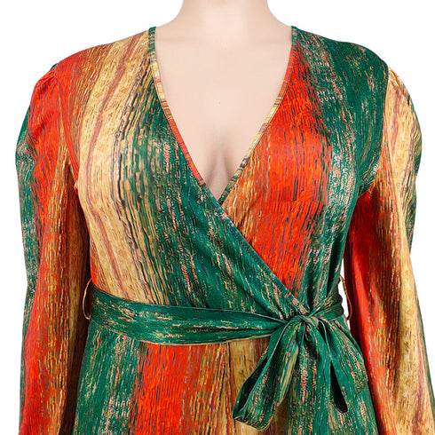 Plus Size Women's V-neck Straight Pants Jumpsuits