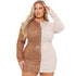 Plus Size Women's Waist-revealing Dress with Beaded Sequins