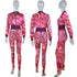 Plus Size Women's Zipper Printed Two Piece Outfits