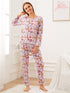 Print Sleepwear Women's Eye Patch Loungewear Pajama Sets