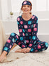 Print Sleepwear Women's Eye Patch Loungewear Pajama Sets