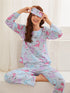 Print Sleepwear Women's Eye Patch Loungewear Pajama Sets