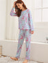 Print Sleepwear Women's Eye Patch Loungewear Pajama Sets