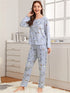 Print Sleepwear Women's Eye Patch Loungewear Pajama Sets