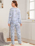 Print Sleepwear Women's Eye Patch Loungewear Pajama Sets