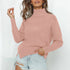 Pure Color High Neck Pullover Sweater Women's Tops