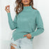 Pure Color High Neck Pullover Sweater Women's Tops