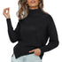 Pure Color High Neck Pullover Sweater Women's Tops