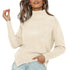 Pure Color High Neck Pullover Sweater Women's Tops