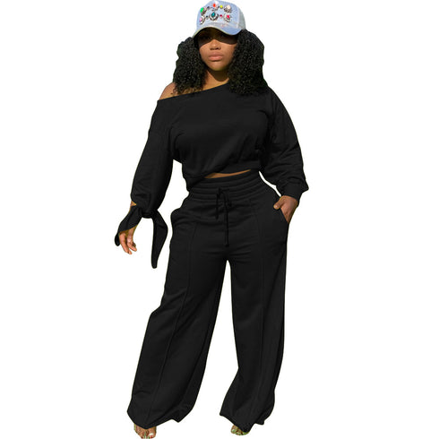 Pure Color Individuality Sportswear Women's Two Piece Outfits