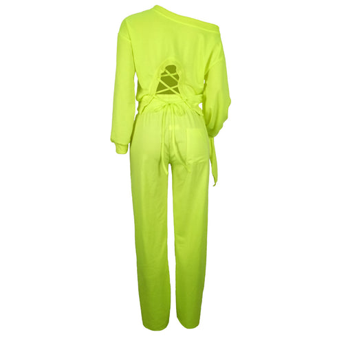 Pure Color Individuality Sportswear Women's Two Piece Outfits