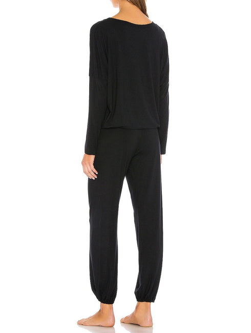 Pure Color Women's Round Collar Loungewear Pajama Sets