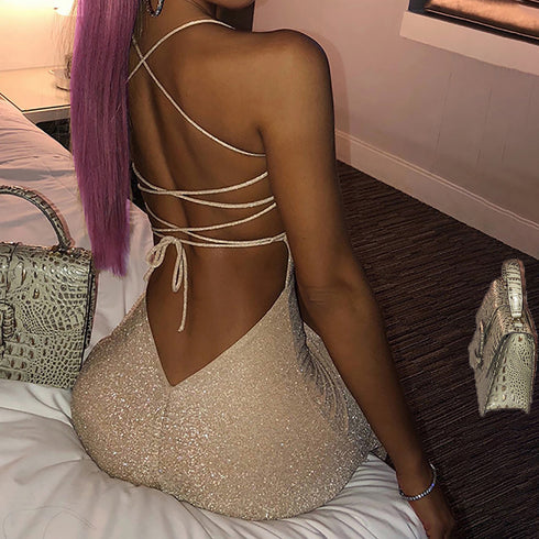 Pure Color Women's Sexy Square Neck Halter Dresses