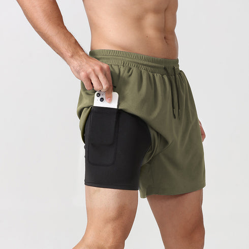 Quick-Dry Men's 2 in 1 Leisure Running Training Shorts