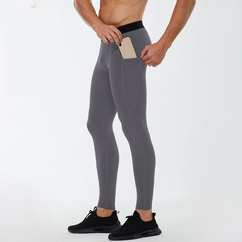 Quick Dry Men's Fitness Running Brushed Pants with Pocket