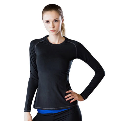 Quick Dry Women's Long Sleeve Round Neck Skinny Yoga Shirt