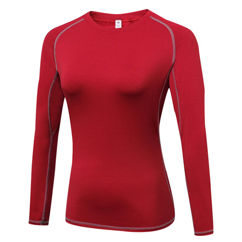 Quick Dry Women's Long Sleeve Round Neck Skinny Yoga Shirt