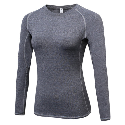 Quick Dry Women's Long Sleeve Round Neck Skinny Yoga Shirt