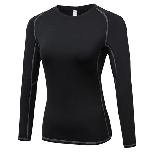 Quick Dry Women's Long Sleeve Round Neck Skinny Yoga Shirt