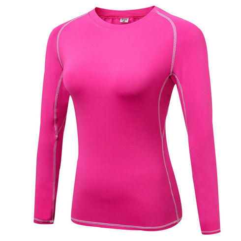 Quick Dry Women's Long Sleeve Round Neck Skinny Yoga Shirt