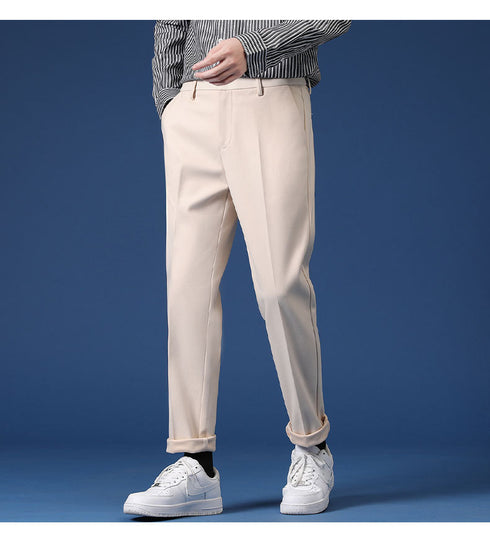 Relaxed Fit Pleated Dress Pants for Men