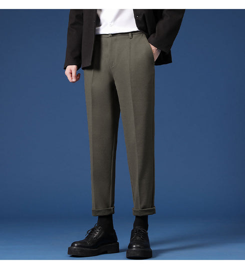 Relaxed Fit Pleated Dress Pants for Men