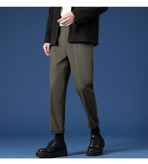 Relaxed Fit Pleated Dress Pants for Men
