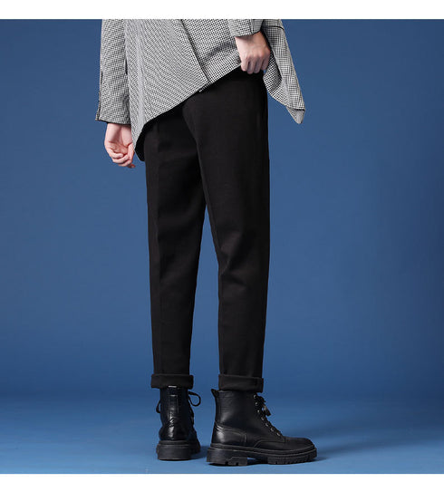 Relaxed Fit Pleated Dress Pants for Men
