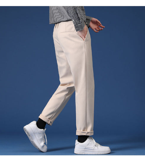 Relaxed Fit Pleated Dress Pants for Men