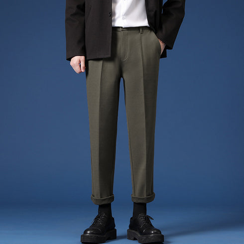 Relaxed Fit Pleated Dress Pants for Men