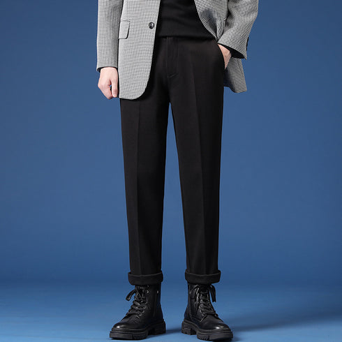 Relaxed Fit Pleated Dress Pants for Men