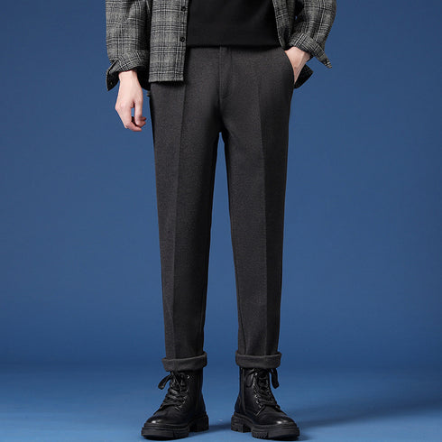 Relaxed Fit Pleated Dress Pants for Men