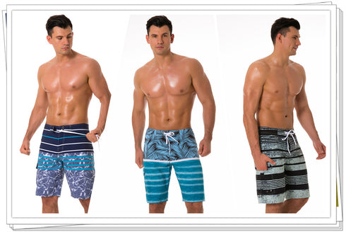 Relaxed Fit Quick Dry Striped Beach Shorts for Men